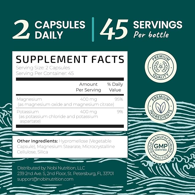 Potassium Magnesium Supplement | High Strength Electrolyte Balance for Heart Health & Muscle Support | 400 MG Potassium + 400 MG Magnesium | Energy, Bone Health, Sleep & Mood Support | 90 Ct.