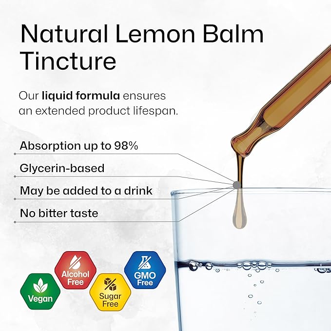 BIO KRAUTER Lemon Balm Leaf Extract - Vegan Melissa Lemon Balm Tincture for Calmness Support - Sugar & Alcohol-Free - 2 Fl. Oz.