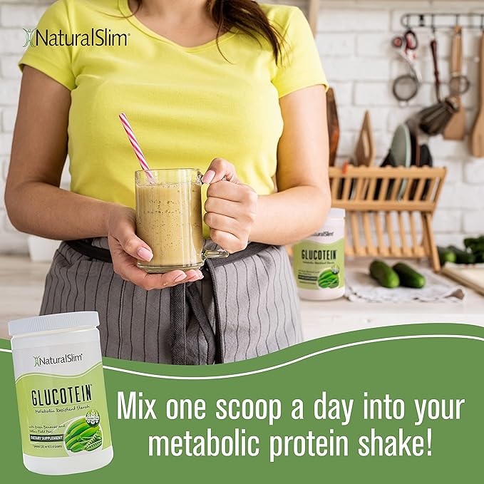 NaturalSlim Prebiotic Resistant Starch Supplement with Green Banana Flour Organic & Pea Starch Blend for Metabolism & Digestive Processes Glucotein Powder - Non-GMO & Gluten Free - 16 Servings