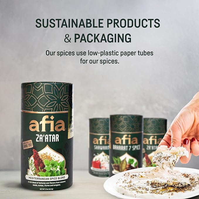 Afia Za'atar Spice Blend | Authentic Mediterranean Seasoning with Sumac, Toasted Sesame & Herbs | Perfect for Dips, Marinades, Flatbreads & More | Non-GMO, No Fillers, No Preservatives (2.2oz)