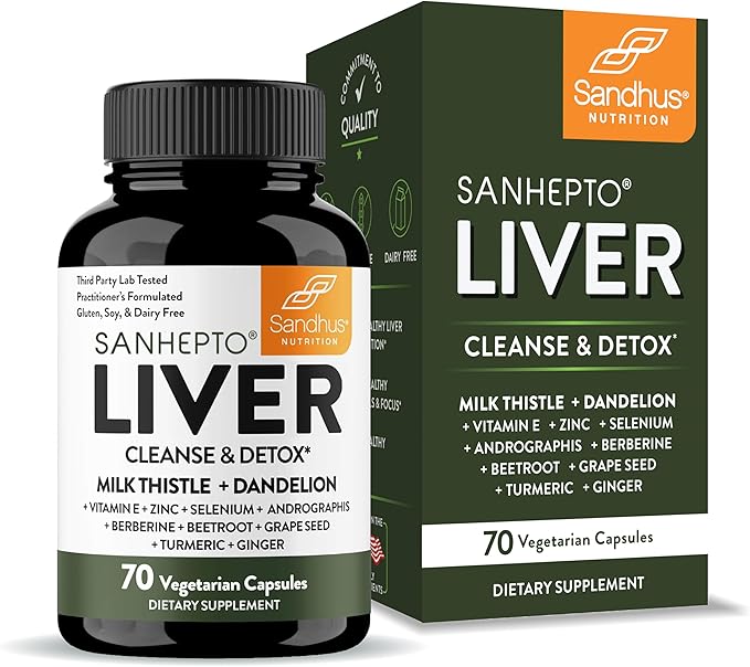 Sandhu's Liver Cleanse Detox & Repair Support | 70 Capsules (Pack of 1) | Herbal Supplement for Liver Health | Milk Thistle Dandelion Root Andrographis with 8 Minerals