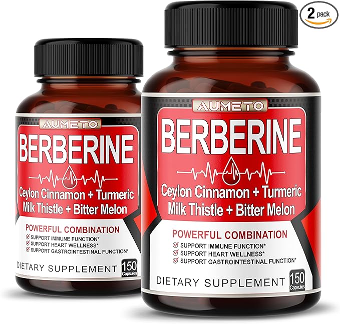 Berberine Supplement - Enhanced with Ceylon Cinnamon, Turmeric, Milk Thistle, Bitter Melon for Digestion, Immunity & Weight Managament Support (150 Count (Pack of 2))