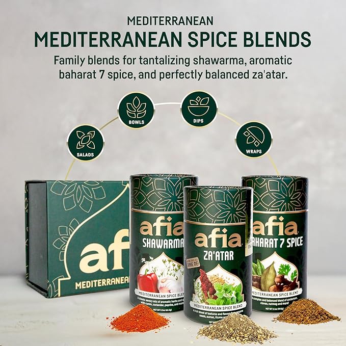 Afia Baharat 7 Spice Blend – Premium Levantine Seasoning with Coriander, Cinnamon, Cloves, Black Pepper, Cumin & Cardamom – Bold Middle Eastern & Mediterranean Flavor for Meats, Rice & Stews, 8 oz