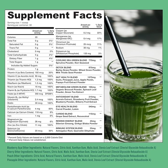 Best Tasting Vita Variety Sample Stick Pouch - Super Greens Powder Packets - Delicious Green Juice Drink Mix with Amazing Flavor - Over 40 Superfoods - Variety Pack (12 Sticks)