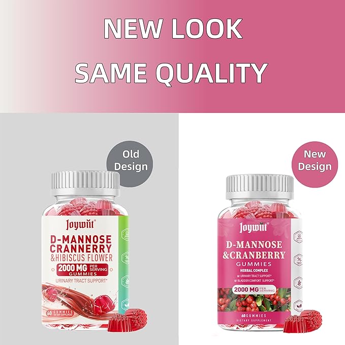 D-Mannose Gummies 2000mg with Cranberry 500mg & Hibiscus - D Mannose Chewable Supplements for Women - Liver, Bladder Flush & Urinary Tract Cleanse Health Supplement, 60 Counts