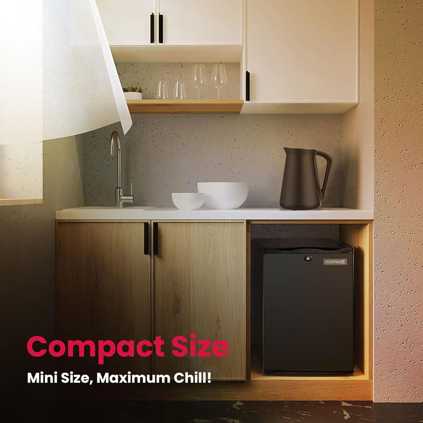 roomwell 1.4 cu.ft Compact Auto Defrost 120V/12V Refrigerator with No Noise Absorption, Locking Mini Fridge with Lock and Key-Ideal Semi Truck Refrigerator for RV, Camping, Dorm, Office & Travel Use