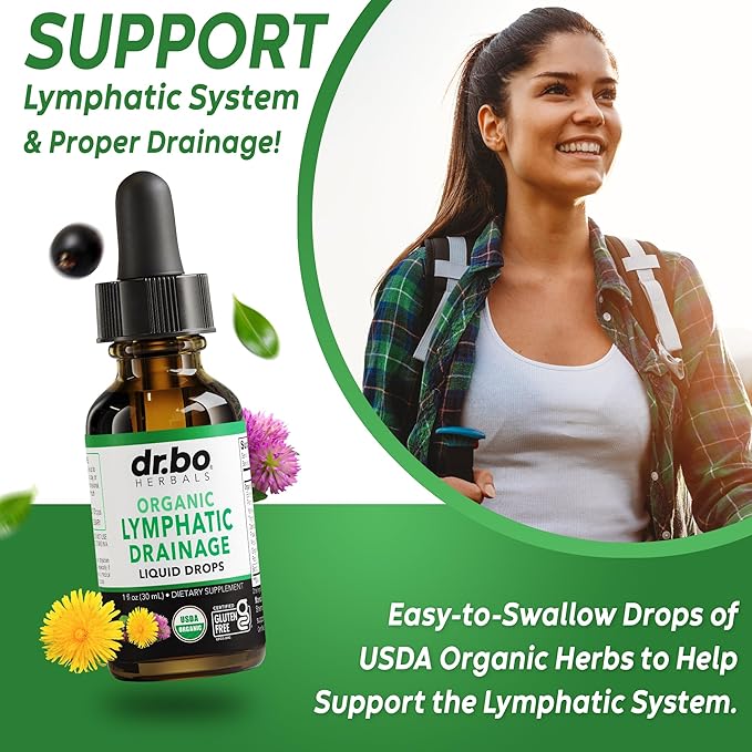 Lymphatic Drainage Supplements Drops - Organic Lymphatic Support Liquid Drops Cleanse with Echinacea, Lymph System Support Supplement, Lymph Node Detox Cleanse System Drainage - 1oz Non-GMO Organics