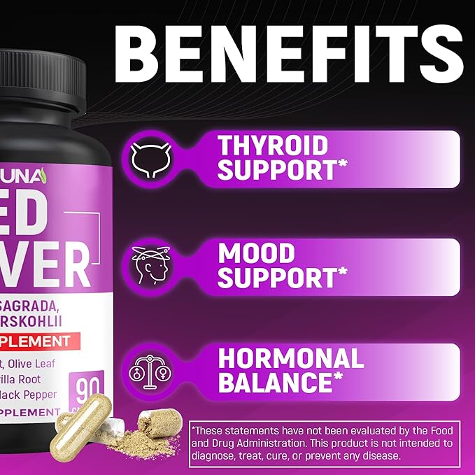 Red Clover Capsules with Red Clover, Cascara Sagrada Bark, Coleus Forskohlii - 90 Capsules for 3 Months Supply