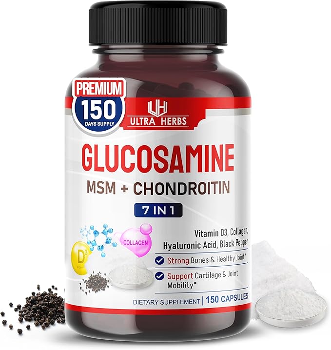 Glucosamine Chondroitin MSM - Joint Mobility Support Supplement Enhanced with Collagen, Hyaluronic Acid, Vitamin D3 | 150 Capsules