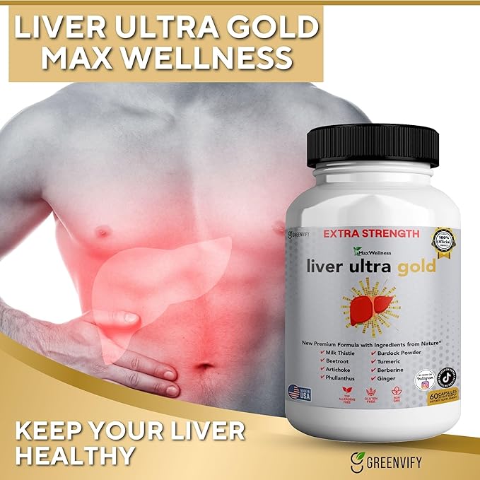 Liver Ultra Gold Extra Strength Supplement, 60 Veggie Capsules, Natural Liver Support with Milk Thistle, Beetroot, Artichoke, 30 Day Supply (2)