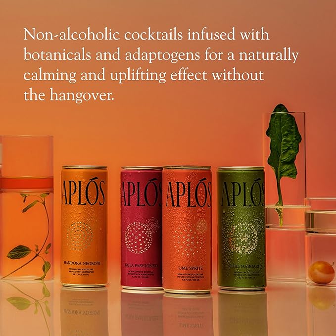 Aplós Canned Variety Pack of Non-Alcoholic Cocktails, Formulated with Adaptogens and Nootropics, Low Calorie, No Added Sugar Beverage (8.5 fl oz. 16-pack)
