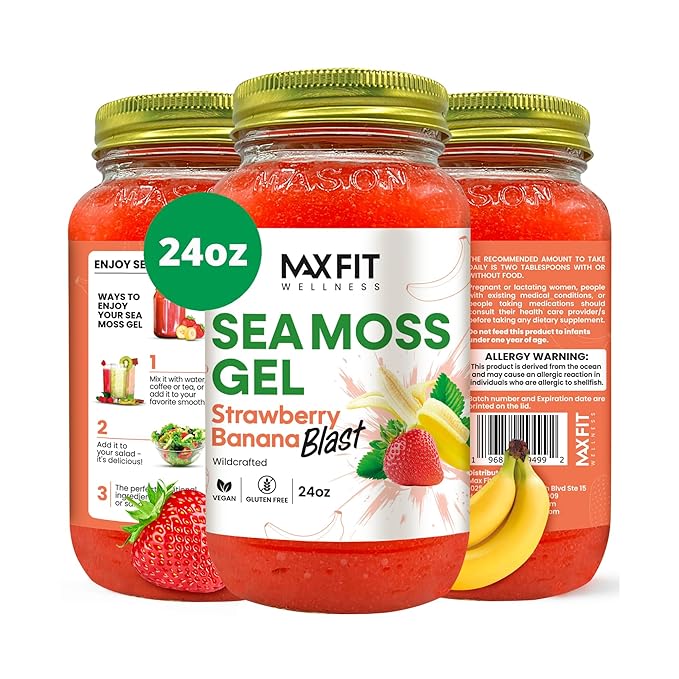 Sea Moss Gel Raw (24 Flavors) 24oz Wildсrafted Gold Sea Moss Gel from Saint Lucia | 92 Vitamins and Minerals | Pure Raw+Non-GMO | Vegan Superfood