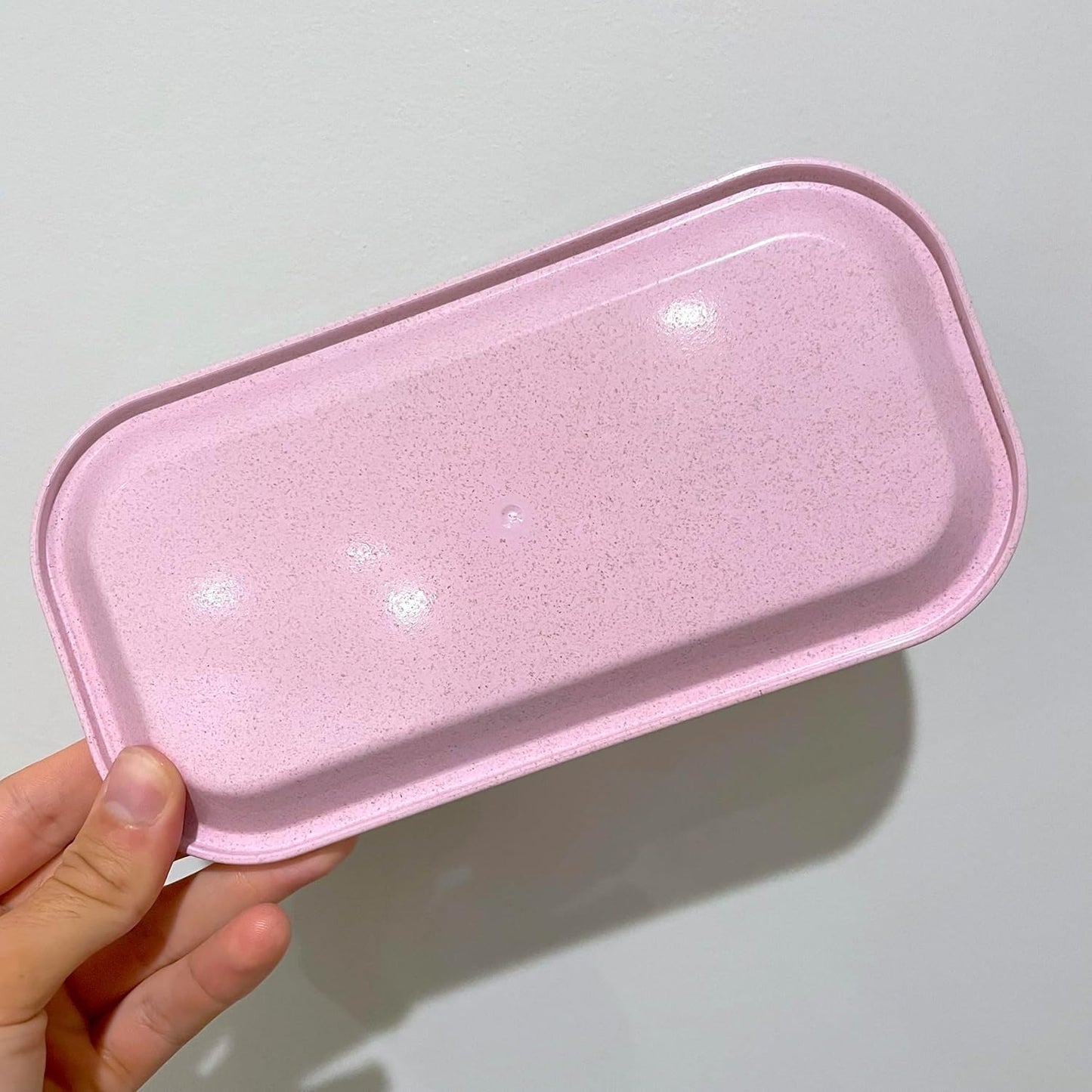 Brando Moon Small Tray - Pink Lightweight Plant Based Tray - Made from Plants - Low Carbon Kitchen Tool - Curved Edges and Smooth Surface - Travel Size 8 x 4.1 inches