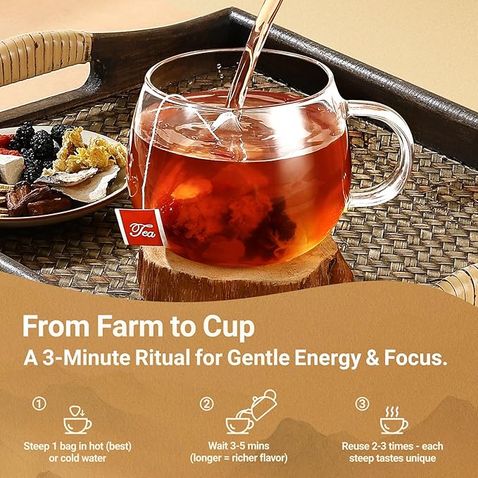 Kidney Tea Formula Ginseng Five Treasures Tea - 30 Bags, Traditionally Family-Grown, Caffeine-Free Pure Herbal Blend with 8 Traditional Chinese Herbs for Men & women