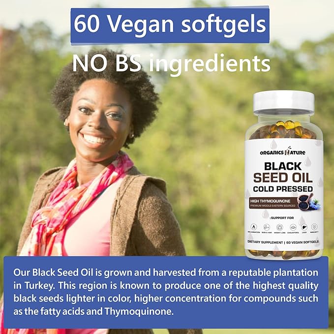 ORGANICS NATURE Dried Sea Moss Wildcrafted (2 Bags) & Black Seed Oil Capsules (2 Bottles) | Raw Gluten-Free, for Lung Detox, Immune System Support | Softgels, for Hair, Skin, Heart, Nigella Sativa