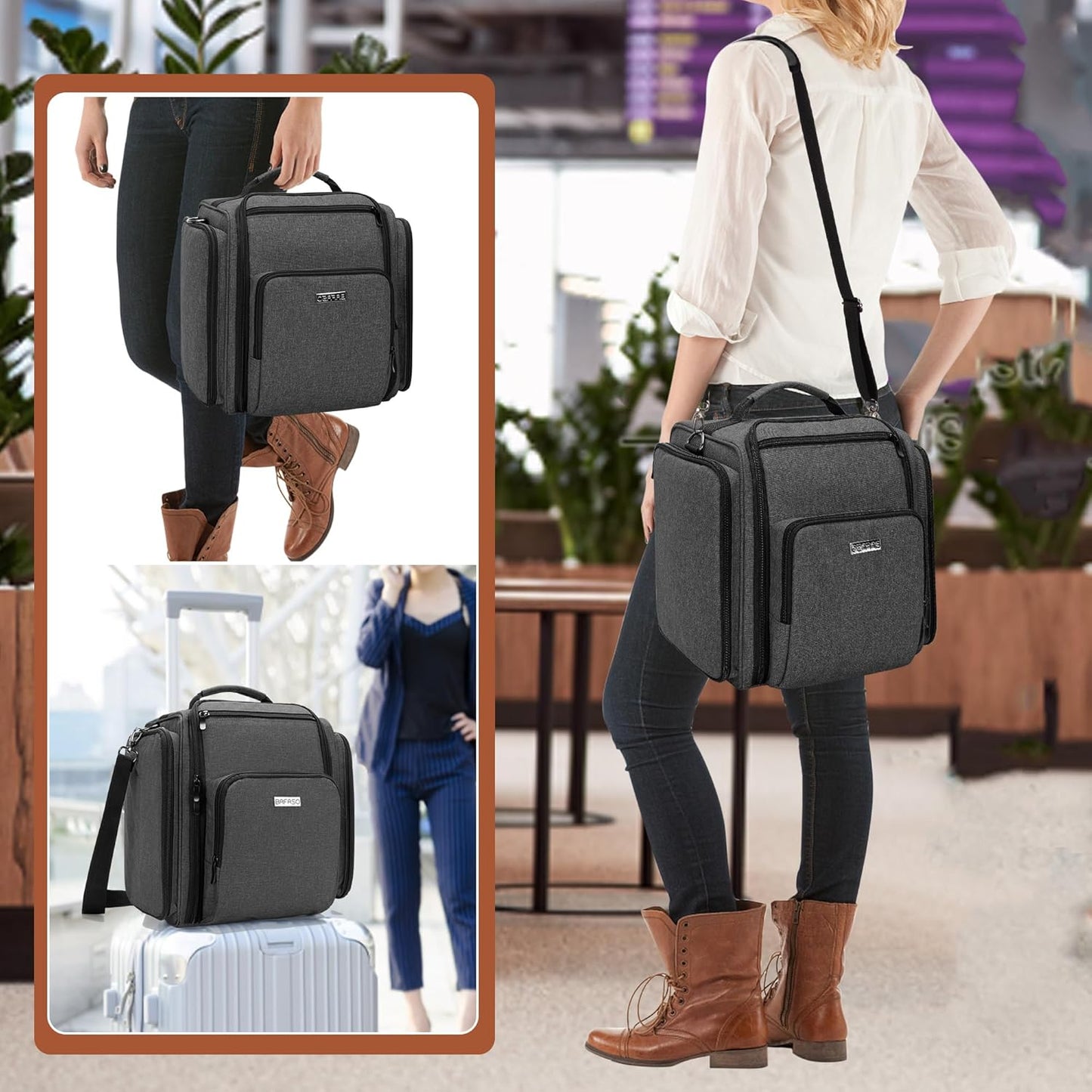 BAFASO Makeup Bag Cosmetic Bag with 4 Inner Removable Pouches, Multifunctional Travel Makeup Case (Patent Pending), Black