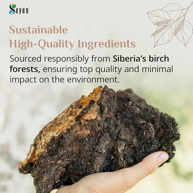 Sayan Chaga Mushroom Extract Powder (1 Lb) – Freeze Dried Siberian Wild Harvested - Organic Antioxidant Tea for Immune and Digestion Support - Focus, Energy, Clarity, Wellness - No Additives