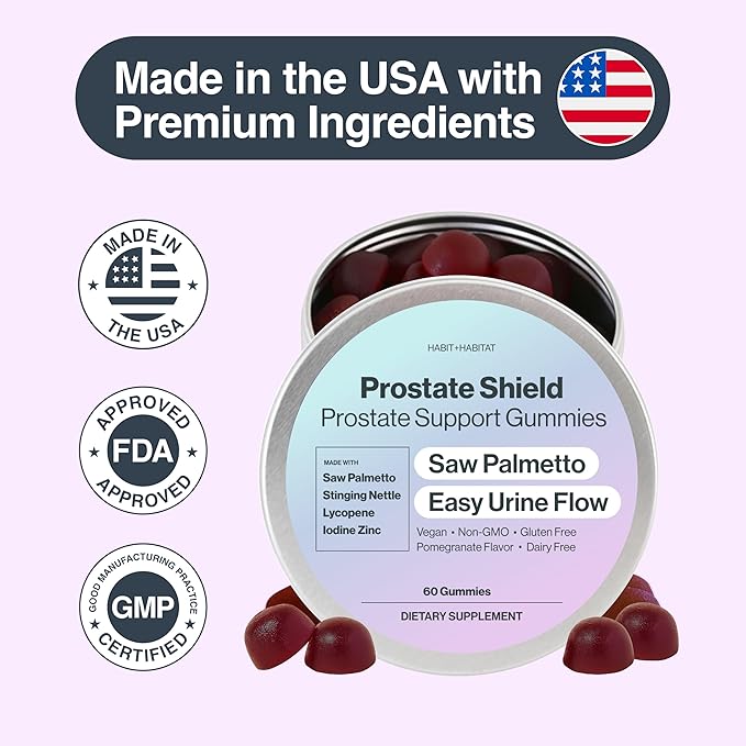 Prostate Shield Gummies - Men's Prostate Health Urinary with Saw Palmetto & Lycopene