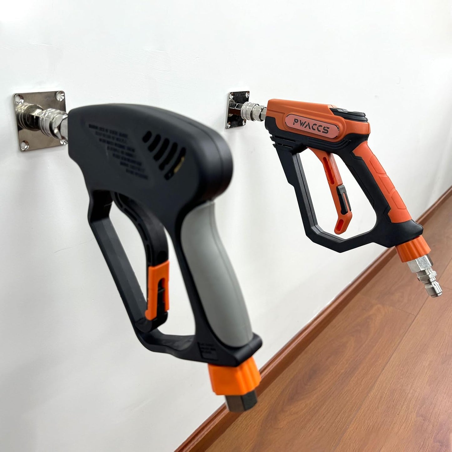 PWACCS Pressure Washer Gun Holder, Stainless Steel 1/4" Quick Connect Wall Mount Power Washer Gun Holder, Pressure Washer Accessories Wall Storage Rack, 2 Pack