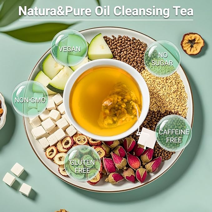 Liver Detox Tea Natural Oil Cleansing Tea 10 Excellent Herbals with Formula,Oil-Reducing Teabag,Chinese Teabag for Cleanse & Detox Liver (30 Bags,2 Box)