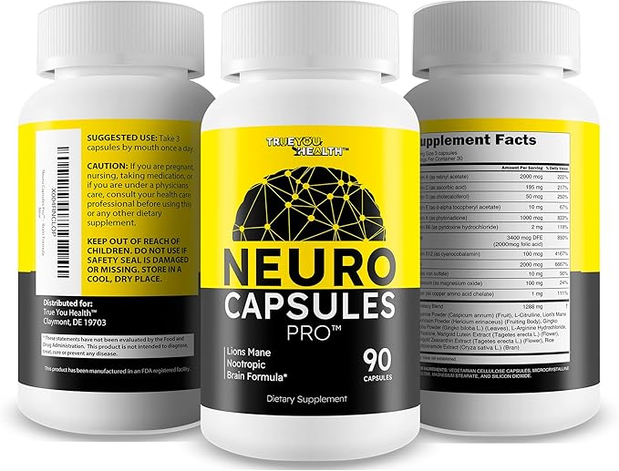 Neuro Capsules Pro Circulation - Nootropic Mind and Memory Support & Circulation Supplement - Memory Lift Focus Pills - Mind Nerve Freedom Ageless Brain Nectar Gold Brain Support Clear Flux Blood Flow