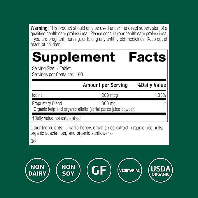 Standard Process Organically Bound Minerals - Supports Thyroid Function & Nervous System Health - Contains Iodine from Alfalfa & Kelp - Gluten-Free, Non-Dairy & USDA Organic - 180 Tablets