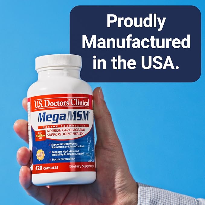 U.S. Doctors’ Clinical Mega MSM Supplement for Joints with MSM + Vitamin C + Collagen and Neem - Clinically Proven to Promote Cartilage Tendon & Ligament Health (1 Month Supply – 120 Capsules)
