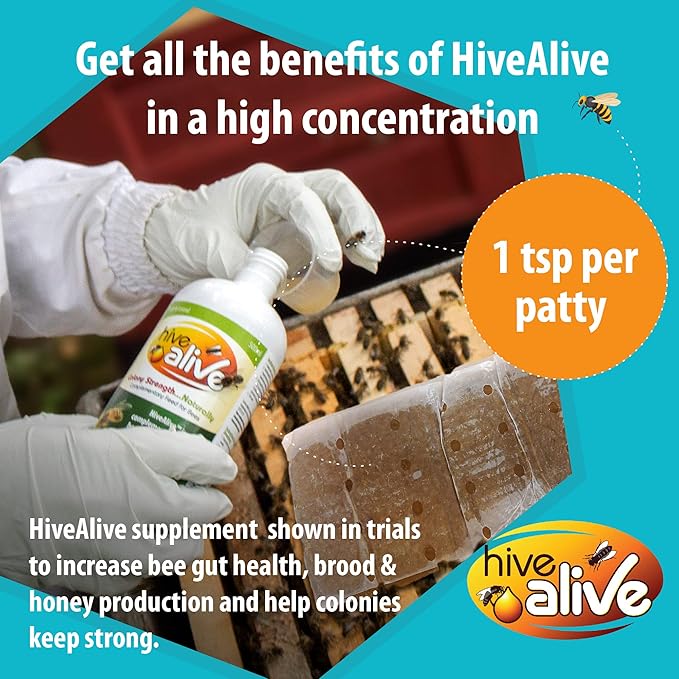 Pollen Patty for Honey Bees – 2lb (2 x 1lb) Pollen Patties and Bee Food for Spring with 4% Real USA Pollen, Hive Alive, Seaweed and Amino Acids to Support Brood and Colony Health