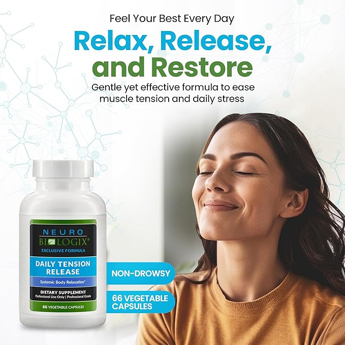 Daily Tension Release – Synergistic Herbal & Vitamin C Formula for Muscle Relaxation Support - With Valerian Root, Skullcap & Catnip for Occasional Stress Support - Non-Drowsy, Natural Support