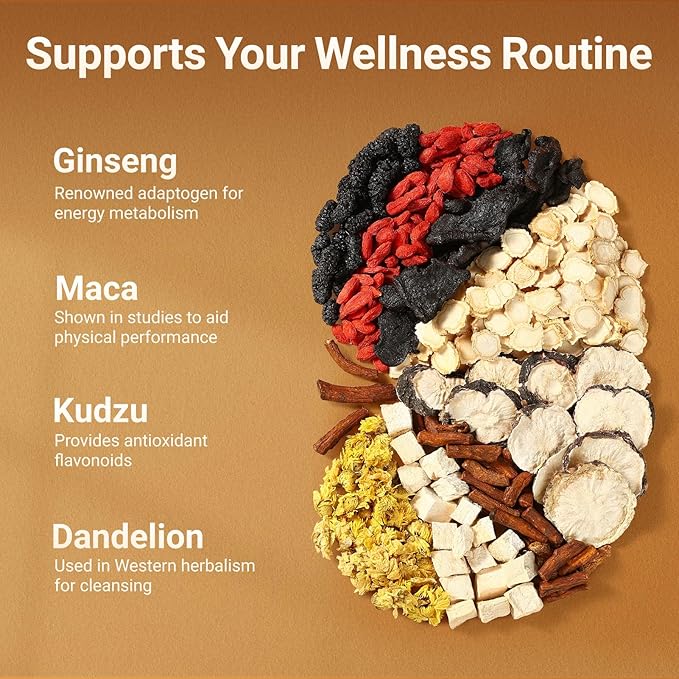 Kidney Tea Formula Ginseng Five Treasures Tea - 30 Bags, Traditionally Family-Grown, Caffeine-Free Pure Herbal Blend with 8 Traditional Chinese Herbs for Men & women