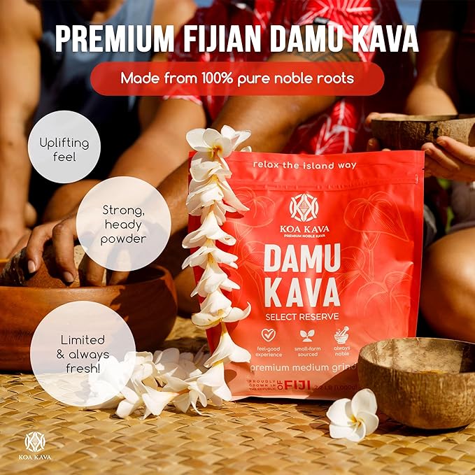 Damu Koa Kava Kava Powder – Premium Fijian Damu Noble Root, Strong, Heady Relaxation (2.2 LB (1KG))