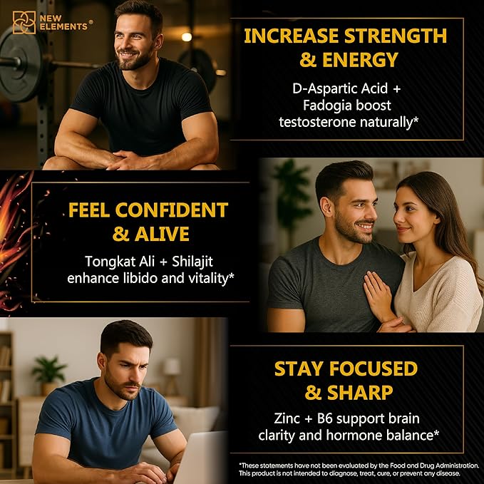 Natural Testosterone Booster Supplement for Men β Test Booster with Tongkat Ali, Fadogia Agrestis, Shilajit, Ashwagandha, Ginseng, Tribulus, Boron, DAA, L-Citrulline, D3 K2, Zinc & Magnesium