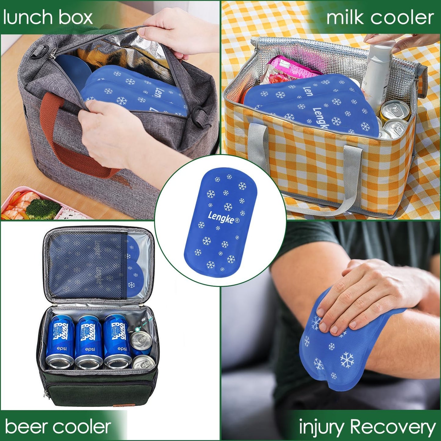 YOUSHARES Ice Pakcs for Insulin Cooler Travel Case - 4 x 160g Large Ice Packs for Diabetes Travel Case, Reusable Travel Ice Packs Keep Cooling