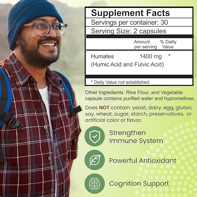 Plant-Sourced Fulvic & Humic Acid Extract Trace Mineral Supplement Blend for Immune Support, Gut Health, Cognitive Support, Vitality, Hydration & General Health - Pure Body Essentials - 60 Capsules