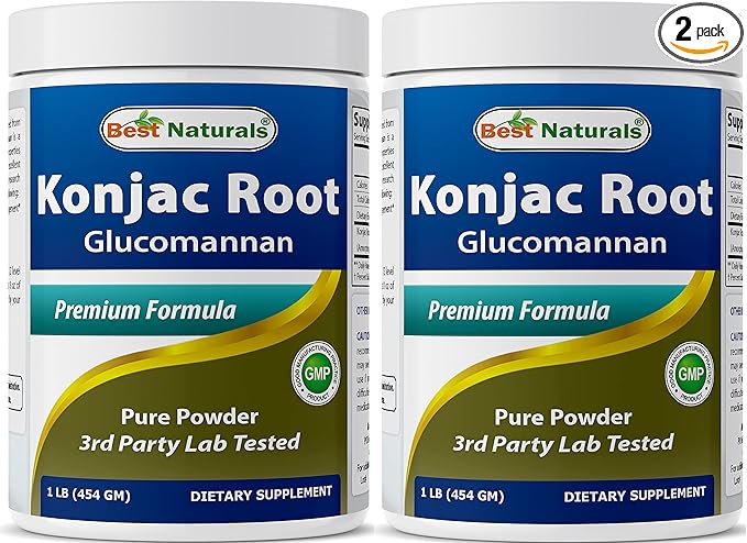 Best Naturals 2 Pack Konjac Glucomannan Root 1 Pound - 2000 mg per Serving - (Total 2 Pound)