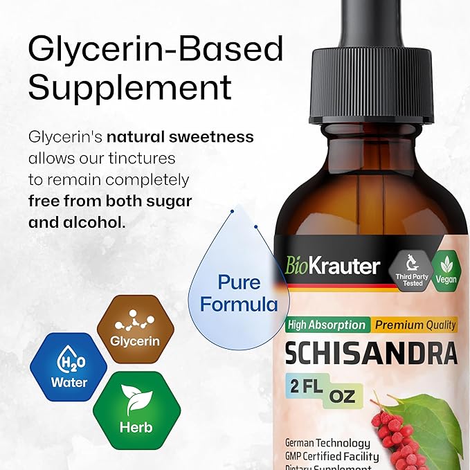 BIO KRAUTER Schisandra Berry Drops - Natural Schisandra Supplement for Mood Support - Alcohol & Sugar Free Extract - 2 Fl.Oz.