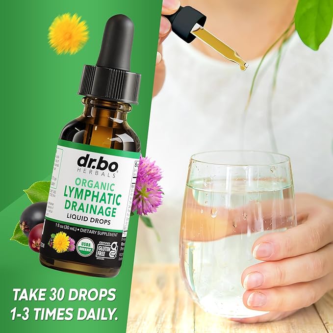 Lymphatic Drainage Supplements Drops - Organic Lymphatic Support Liquid Drops Cleanse with Echinacea, Lymph System Support Supplement, Lymph Node Detox Cleanse System Drainage - 1oz Non-GMO Organics