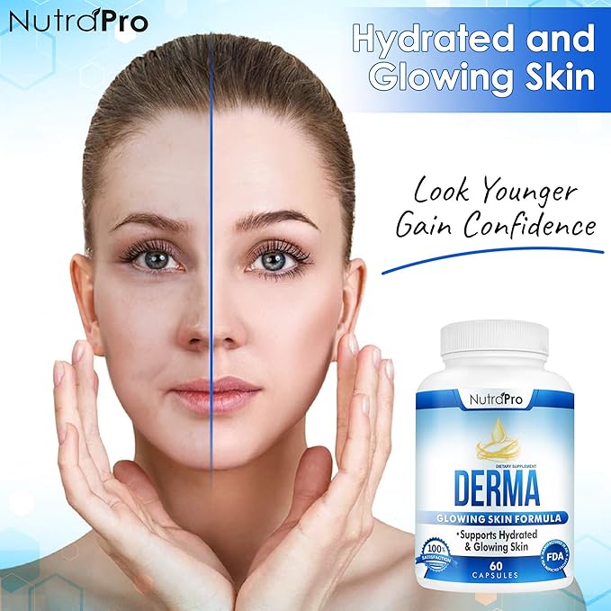 Dermal Repair Complex for Hydrated, Glowing Skin –Anti Aging Supplement with Phytoceramides & Alpha Lipoic Acid. Fast Results Hydration Pills Enhances Smoothness & Reduces Wrinkles. 60 Liquid Capsules