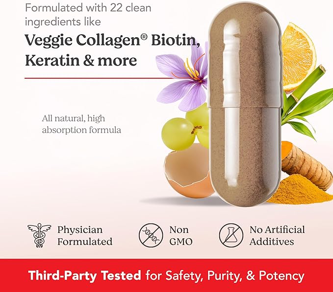 SKINtamin Vegetarian Collagen Pills | Best Collagen Supplements for Women to Support Skin Firmness and Wrinkles | Skin Supplement Formulated to Help Reduce Blemishes (3-Pack)
