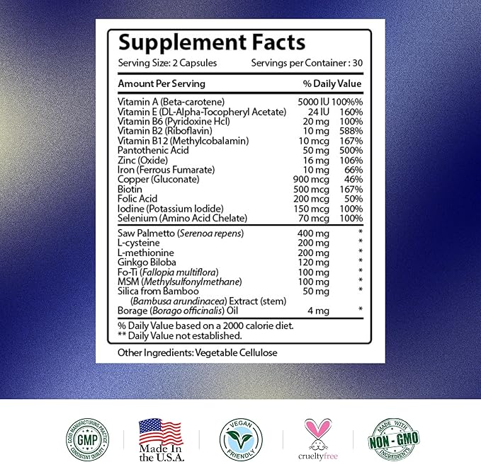 Research Verified Hair Growth Support - with Biotin, DHT Blockers & Vitamins - Hair Growth and Hair Loss Prevention - 180 Capsules - 3 Month Supply