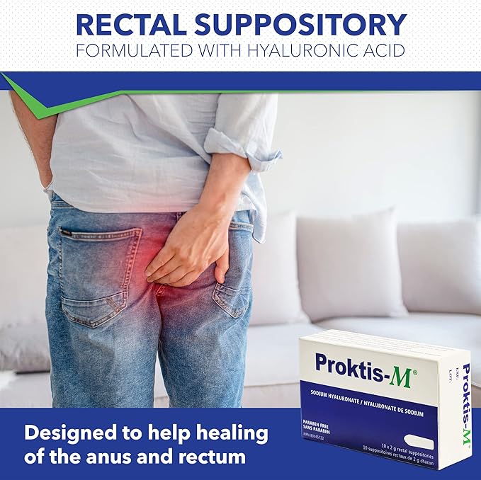 Natural, Non-Steroidal Rectal Suppositories, with Hyaluronic Acid, for Healing of Anus and Rectum, in Conditions Such as Hemorrhoids and Anal fissures,10 count