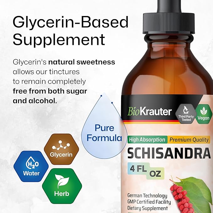 BIO KRAUTER Schisandra Berry Drops - Natural Schisandra Supplement for Mood Support - Alcohol & Sugar Free Extract - 4 Fl.Oz.