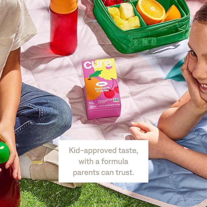 Cure Hydration - Kids Electrolyte Drink Mix | Plant-Based Pediatrician Formulated Rehydration | No Added Sugar, Non-GMO, Gluten-Free, No Artificial Flavors | 15 Packets - Variety Pack
