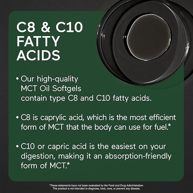 SMARTERNUTRITION MCT Oil Capsules C8 and C10 - Ketogenic Fuel for Brain & Body, Sustained Energy - from Cold-Pressed Coconut, Palm & Gluten-Free, Non-GMO - 90 Count - 30-Day Supply