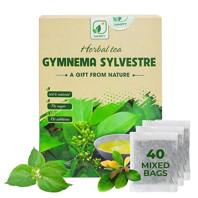 NMPT Dried Gymnema Sylvestre Leaf Tea, Celastrus Hindsii, 100% Hand Pick, Organic Herbal Tea, 40 Count, Freeze Drying, Gluten Free, Dairy Free, No Sugar Added, Energy Boost & Health Support
