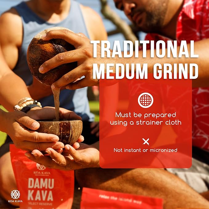 Damu Koa Kava Kava Powder – Premium Fijian Damu Noble Root, Strong, Heady Relaxation (2.2 LB (1KG))