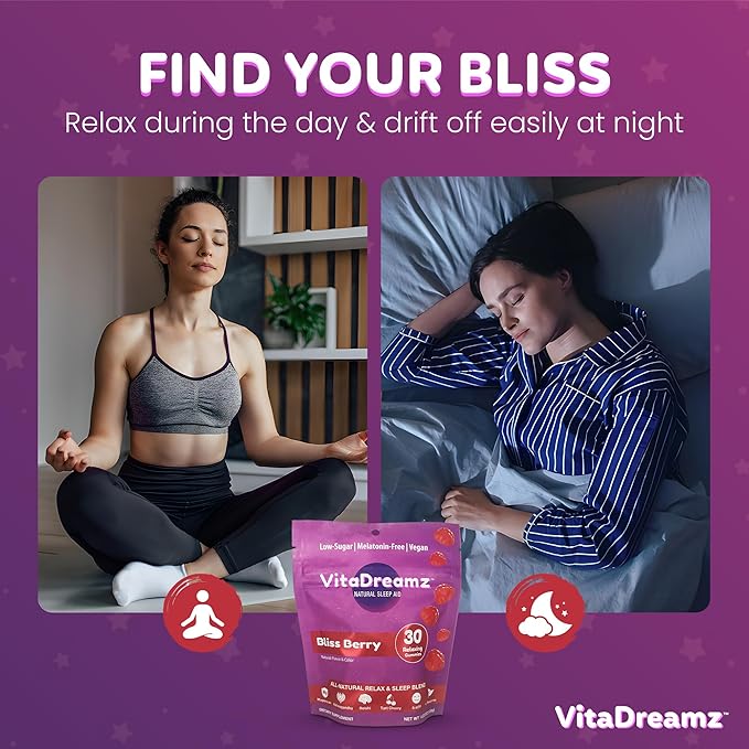 Magnesium Gummies Relax & Sleep | No Melatonin | Daytime Calm & Nighttime Sleep Aid | Ashwagandha, Reishi, Tart Cherry, 5-HTP, L-THeanine | 1g of Sugar, Vegan, Non GMO, Berry Flavored