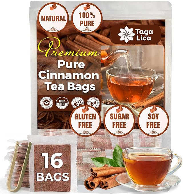 Tagalica 16 Cinnamon Tea Bags - 100% Natural & Pure Cinnamon Stick Herbal Tea. No Sugar, No Caffeine, No Gluten, Vegan
