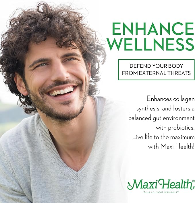 Maxi Health Lysine Complex with Probiotics - L-Lysine 1000mg for Protein Synthesis Canker Sores, and Skin – 60 Capsules