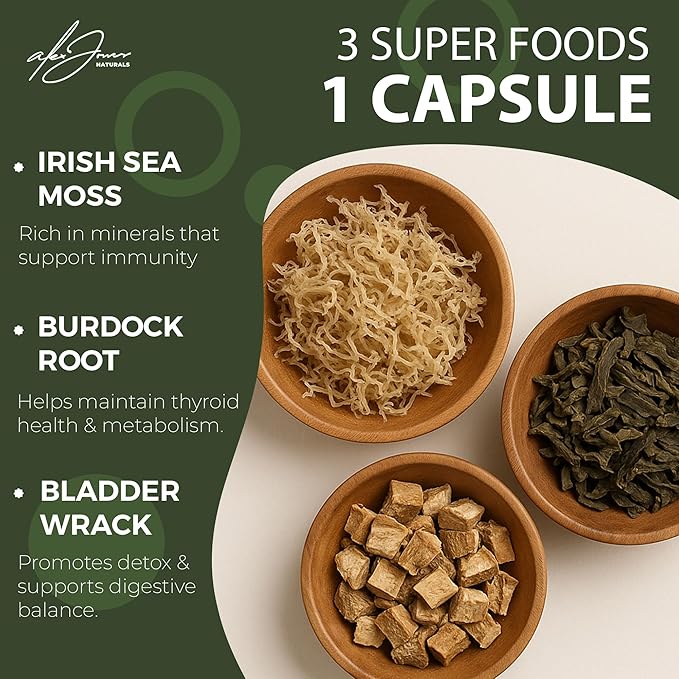 Ultimate Sea Moss Capsules Organic Non-GMO Irish Sea Moss Supplement w/Bladderwrack, Burdock Root & Black Pepper Extract - Thyroid, Immune Boost, Energy and Gut Health Support